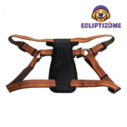 Reflective Adjustable Padded Dog Harness - Campfire Orange - Fits 26"-38"